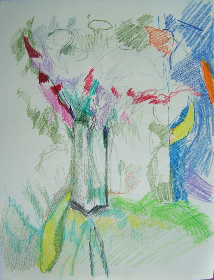 flowers drawing colored pencils