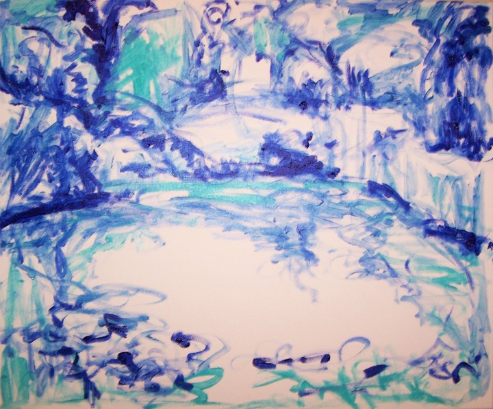 underpainting drawings pond with lilies 1