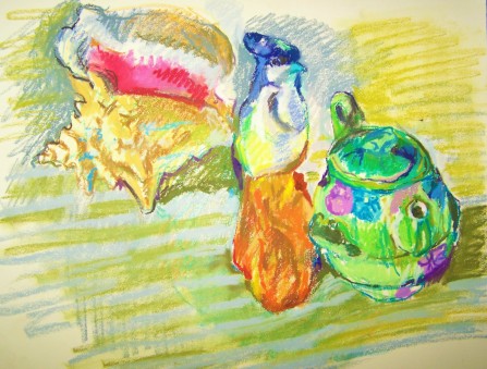 blue jay and frog teapot2