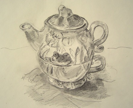 frog teapot drawing